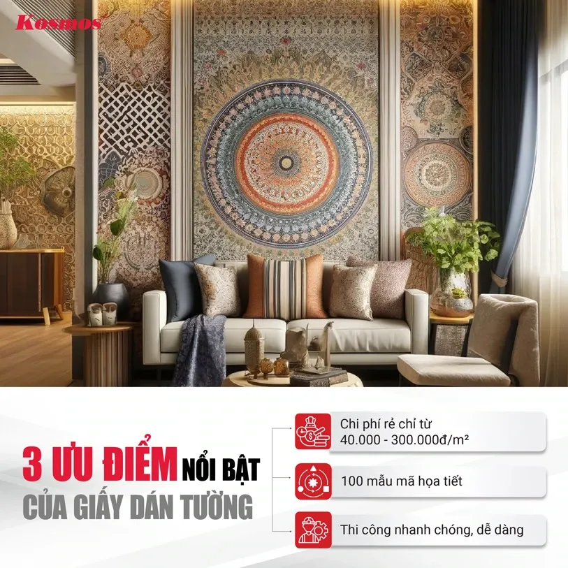3 ưu điểm của giấy dán tường