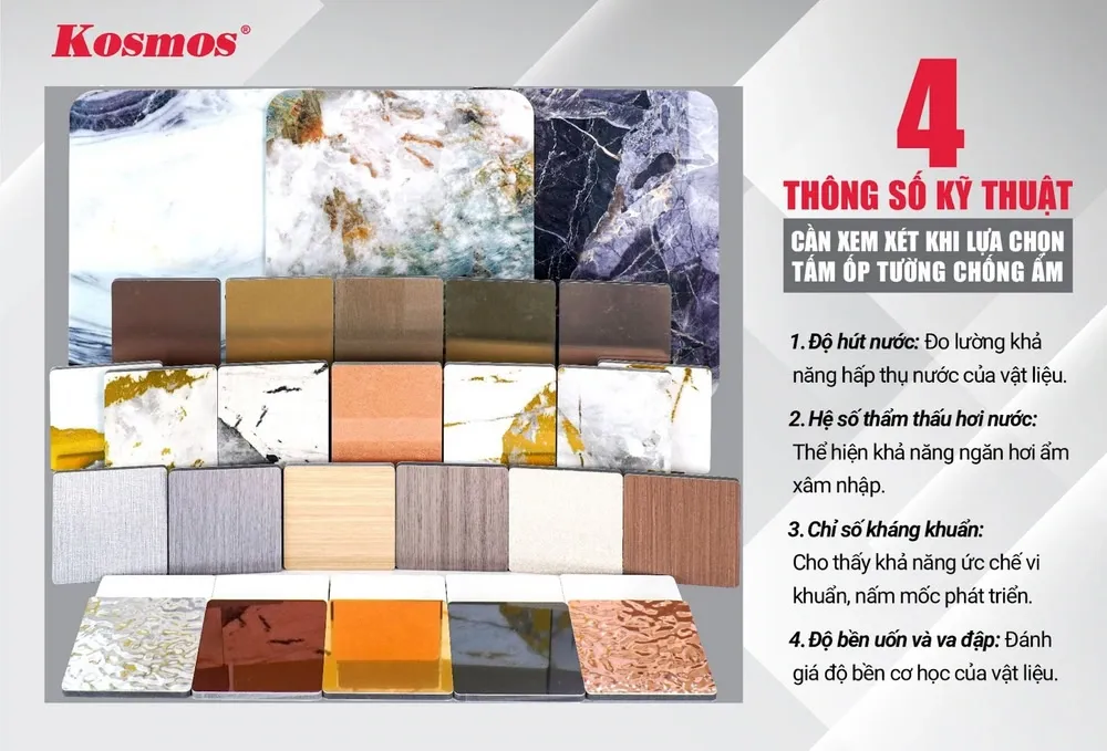 4 thông số kỹ thuật quan trọng của vật liệu ốp tường chống thấm
