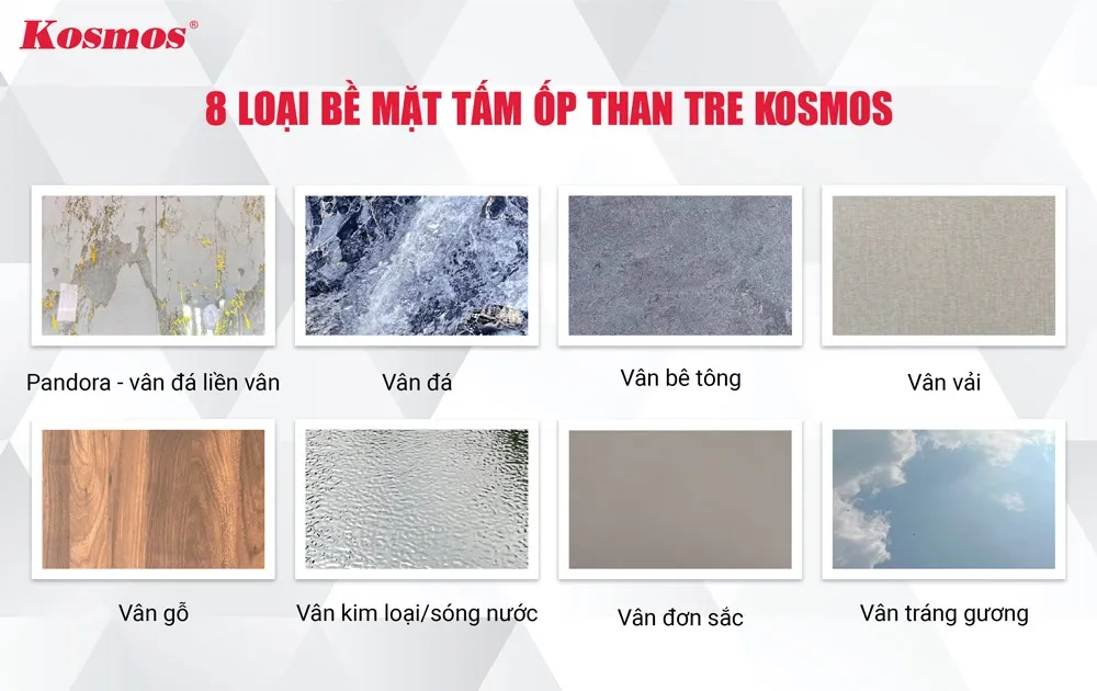 8 loại bề mặt tấm ốp than tre