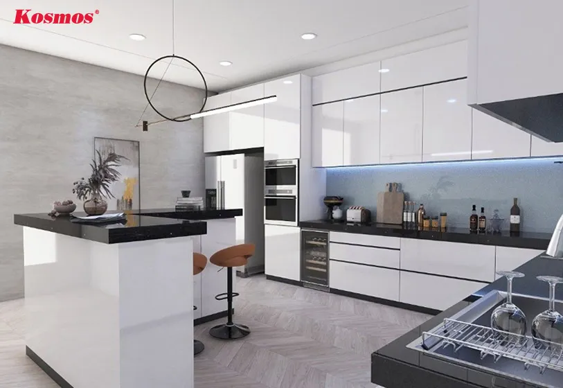 Alu trắng ốp bếp đẹp, tạo cảm giác rộng rãi, sạch sẽ