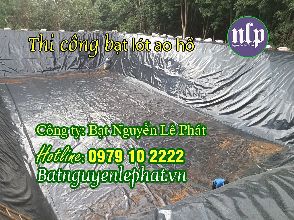 Ao hồ được lót bạt HDPE để trữ nước tưới tiêu và nuôi cá, tối ưu hóa nguồn nước cho nông nghiệp.