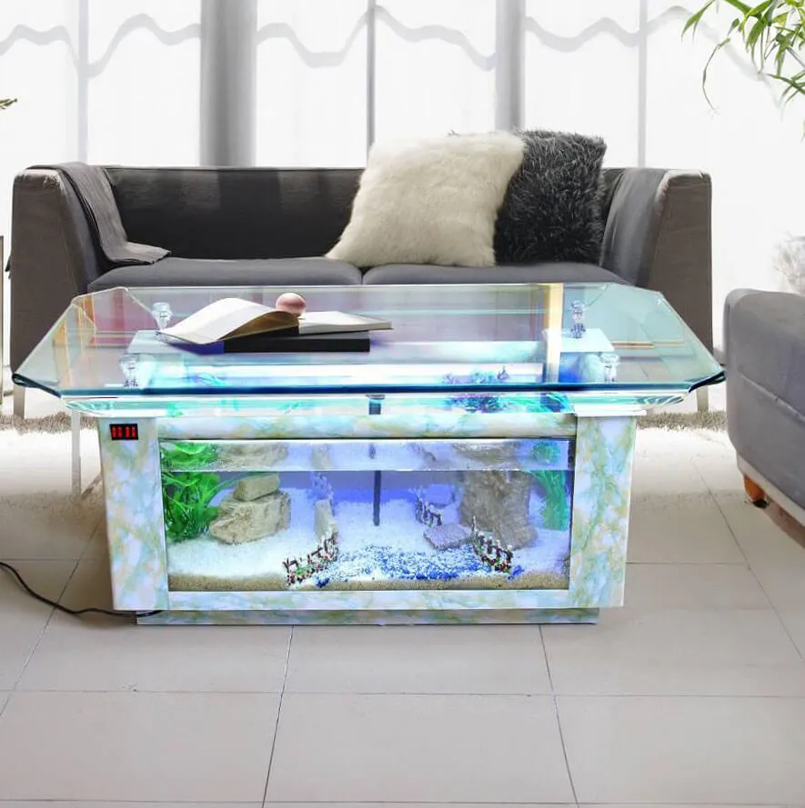Bàn trà hồ cá phong thủy phòng khách
