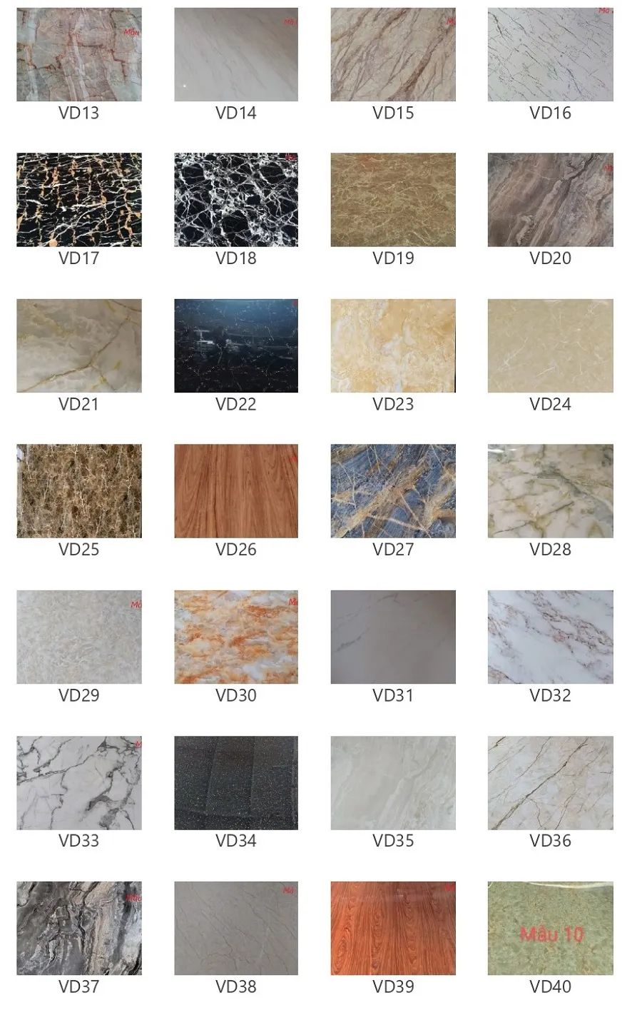 Bảng màu ốp tường giả đá