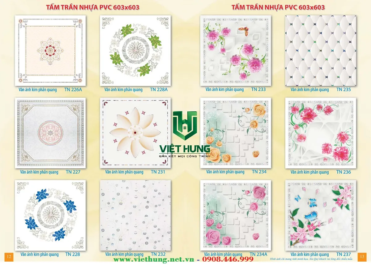 Bảng mẫu tấm trần nhựa thả 600x600 vân đá cẩm thạch 3D