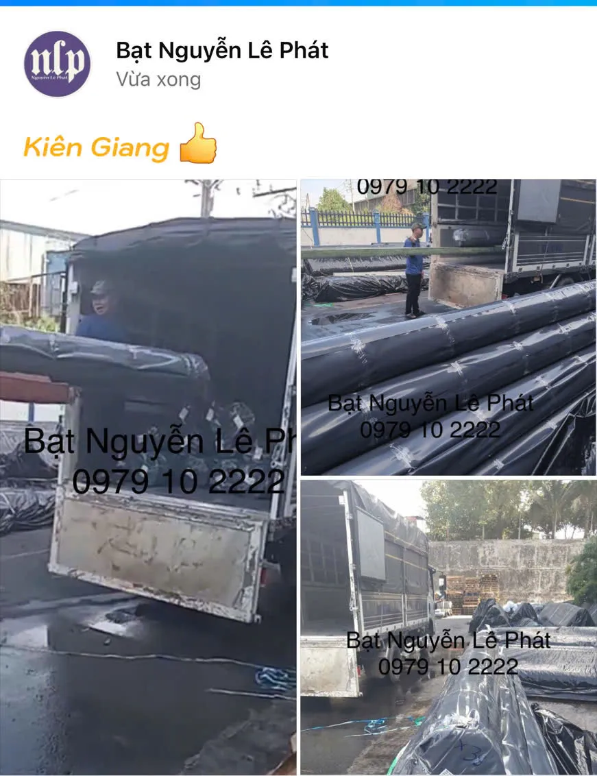 Bạt HDPE đang được lót cho ao hồ nuôi trồng thủy sản tại Nha Trang