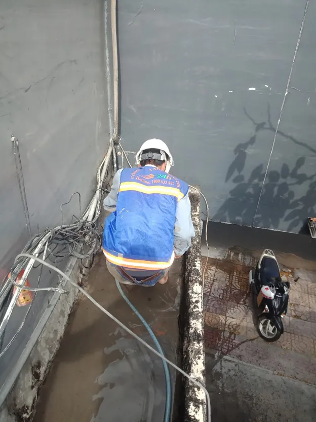 Bề mặt sê nô sau khi được xử lý chống thấm bằng vật liệu chuyên dụng Sika, đảm bảo độ bền vững