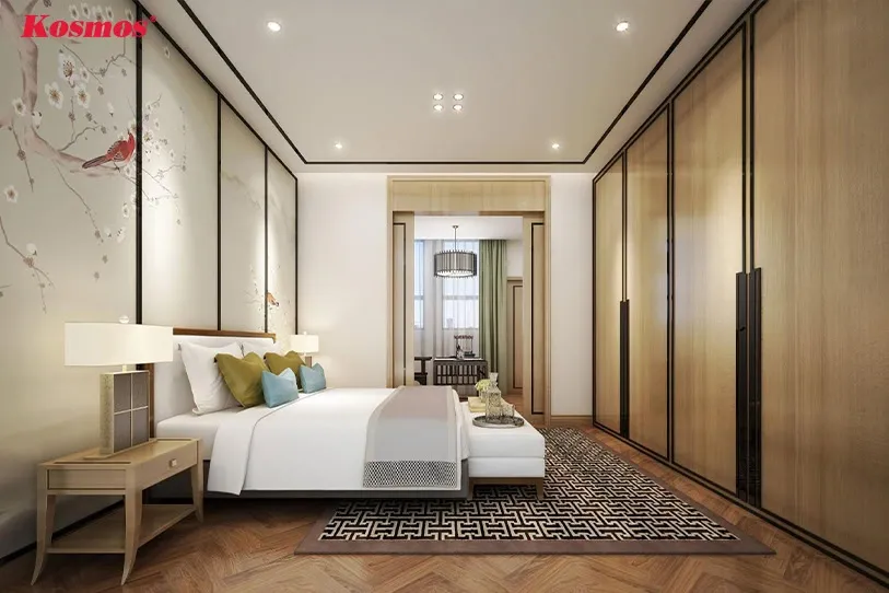 Bề mặt trơn nhẵn của tấm ốp PVC giúp việc vệ sinh phòng ngủ trở nên đơn giản