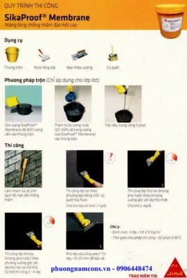 Biểu đồ quy trình thi công sika chống thấm gốc bitum chi tiết