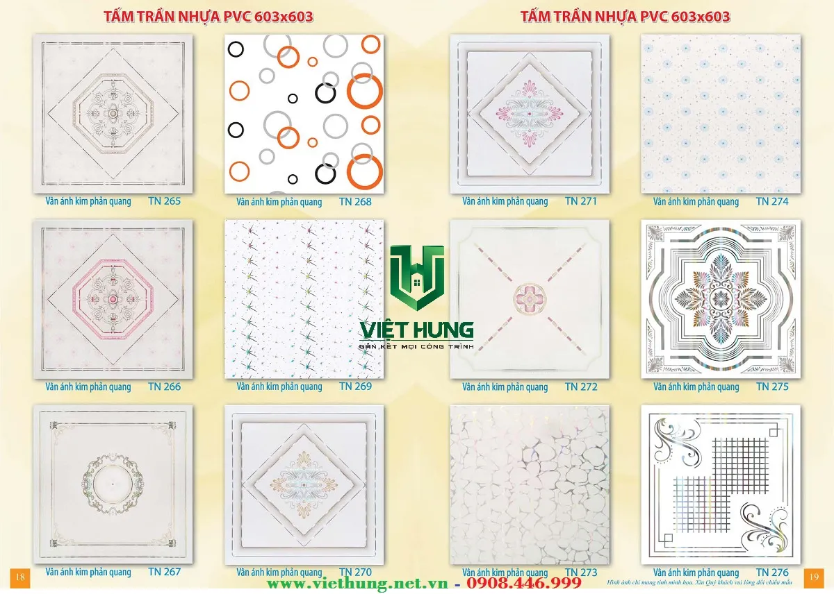 Bộ sưu tập tấm trần nhựa thả hoa văn 3D 600x600 phong cách hiện đại