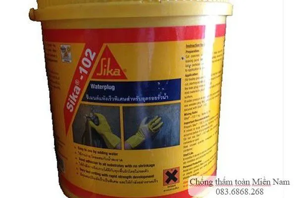 Bột đông cứng nhanh Sika 102 ngăn rò rỉ nước