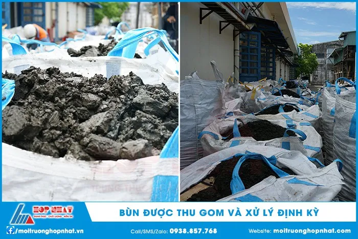 Bùn được thu gom và xử lý định kỳ