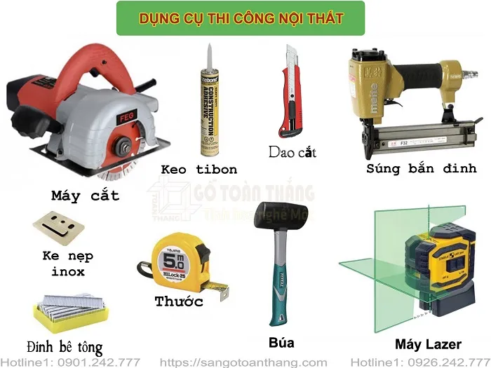 Các dụng cụ cần thiết để thi công trần nhựa thả