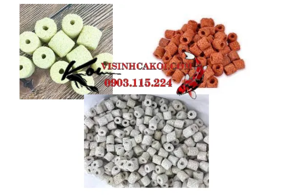 Các loại sứ nhẫn trắng, đỏ, vàng làm vật liệu lọc, cung cấp vi chất và nơi trú ngụ vi sinh