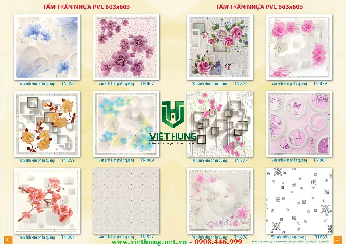 Các lựa chọn hoa văn 3D độc đáo cho tấm trần nhựa 600x600