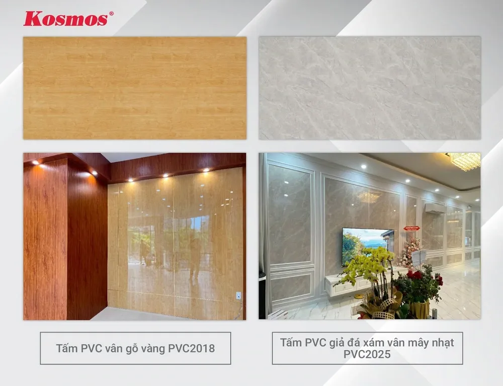 Các mẫu tấm PVC ốp tường đẹp, có khả năng chịu nước hiệu quả
