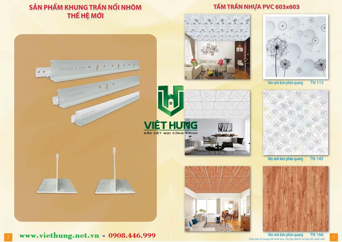 Catalo các mẫu tấm trần nhựa thả 600x600 với hoa văn 3D tinh tế
