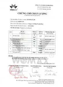 Chứng nhận chất lượng sản phẩm chống thấm MaxFlex 201