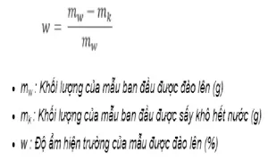 Công thức tính độ ẩm của mẫu đất tự nhiên