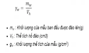 Công thức xác định khối lượng thể tích của mẫu đất ban đầu