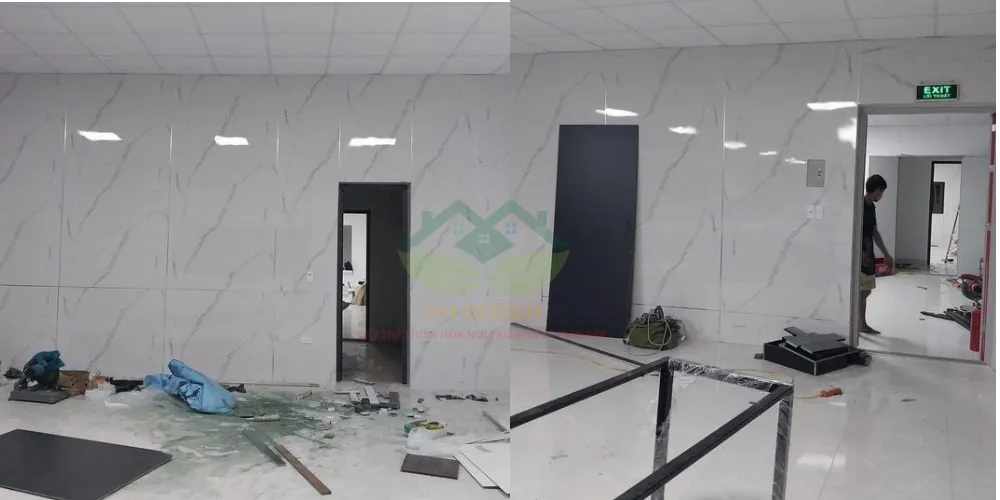 Công trình ốp tấm nhựa PVC vân đá tại Bình Dương, giải pháp trang trí hiệu quả.