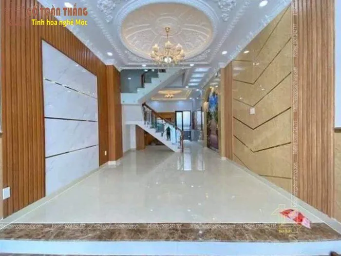 Công trình ốp tường tấm nhựa giả đá 12