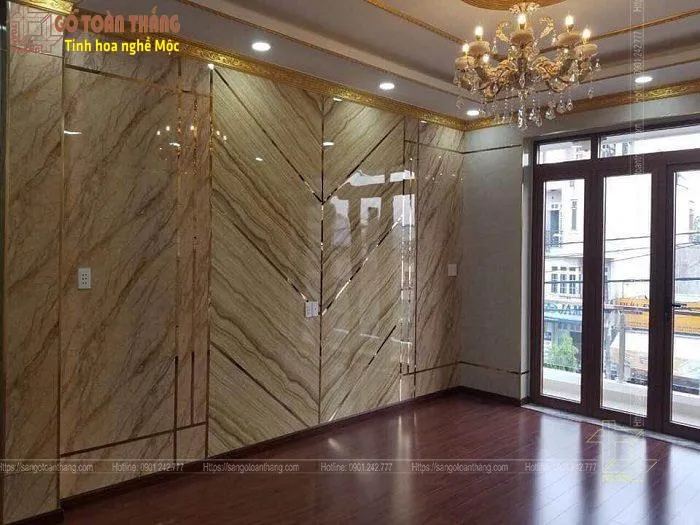 Công trình ốp tường tấm nhựa giả đá 13
