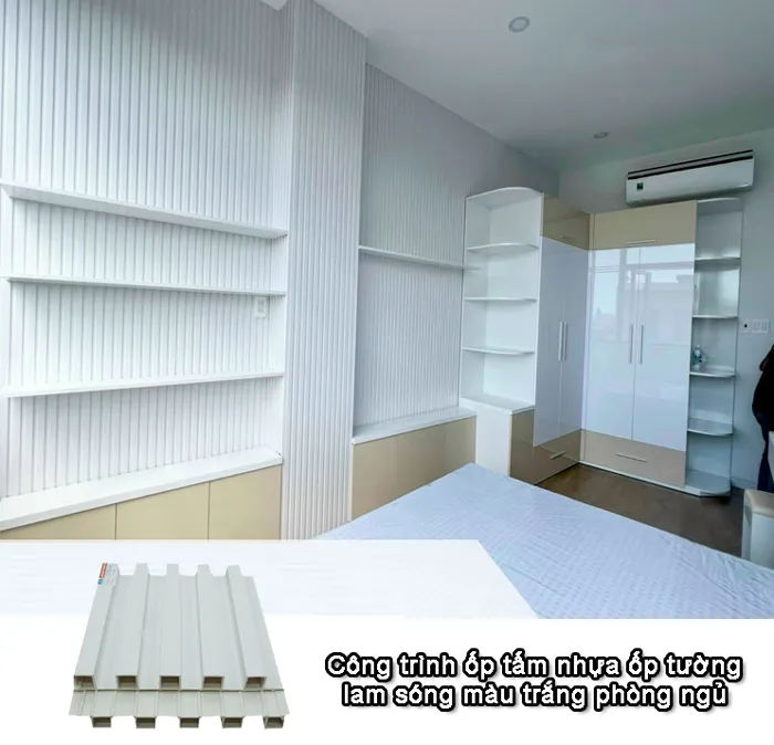 Công trình sử dụng tấm nhựa ốp tường màu trắng mang lại vẻ đẹp hiện đại, sạch sẽ