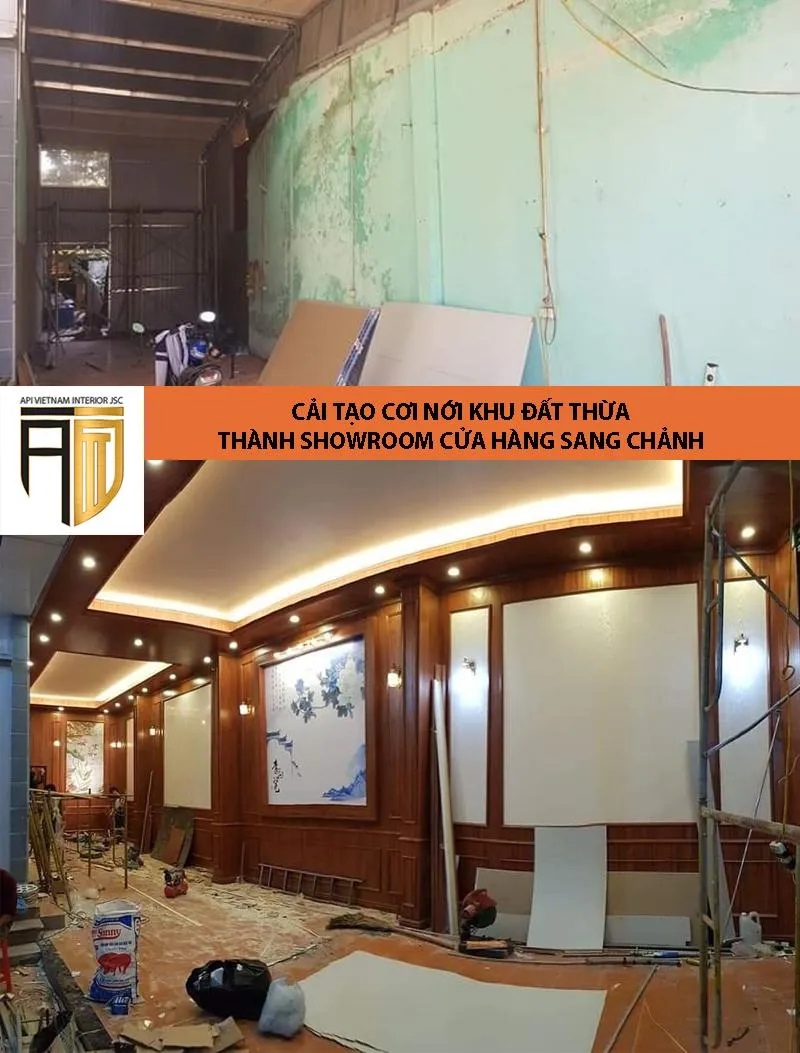 Cửa hàng showroom tận dụng mảnh đất trống với mặt tiền ốp tấm nhựa nano