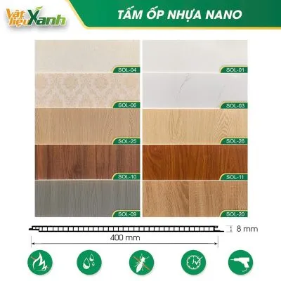 Đa dạng bảng màu và vân gỗ của các loại tấm nhựa nano ốp tường