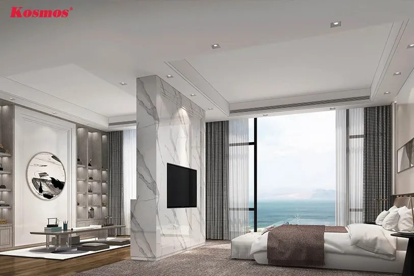 Đa dạng mẫu mã và vân đá của ốp PVC giả đá cho phòng ngủ