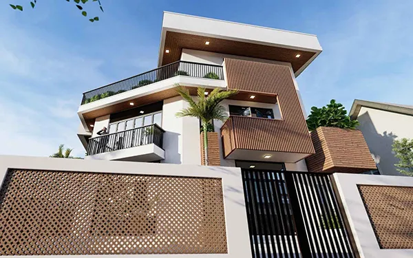 Đá giả gỗ phối sơn trắng sang trọng và tinh tế