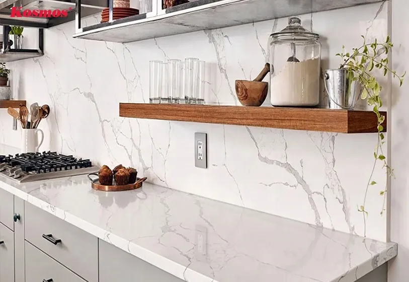 Đá nhân tạo ốp tường phòng bếp