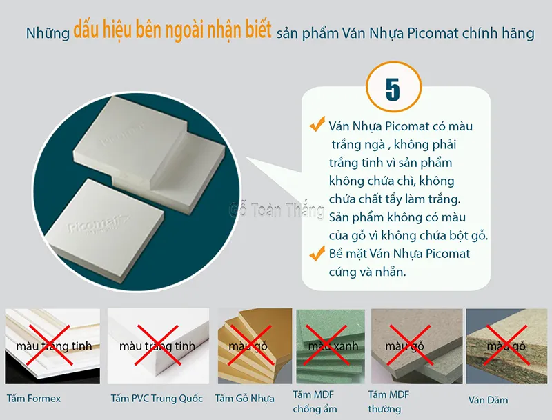 Dấu hiệu nhận diện ván nhựa chịu nước Picomat chính hãng