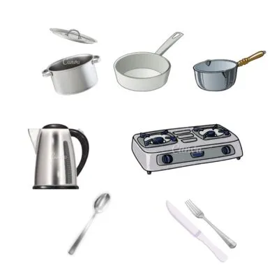Đồ dùng kim loại trong nhà bếp chờ tái chế
