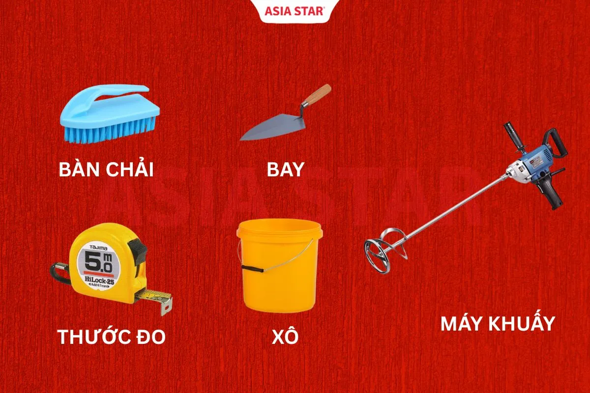 Dụng cụ cơ bản cần thiết để thi công ngâm nước xi măng chống thấm sàn