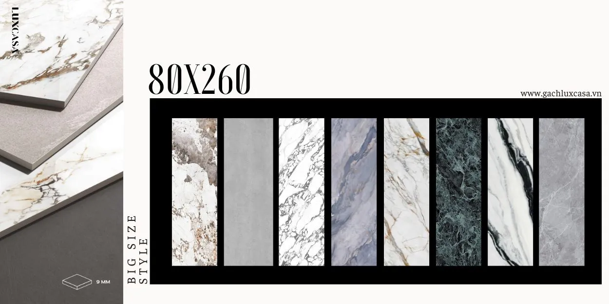 Gạch ốp tường ngoài trời khổ lớn 80x260cm chống thấm