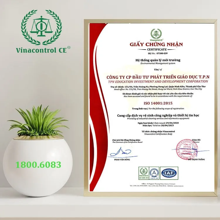 Giấy chứng nhận ISO 14001:2015 hệ thống quản lý môi trường