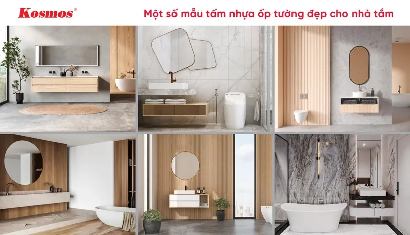 Gợi ý 6 mẫu thiết kế phòng tắm sử dụng tấm nhựa ốp tường đẹp và hiện đại