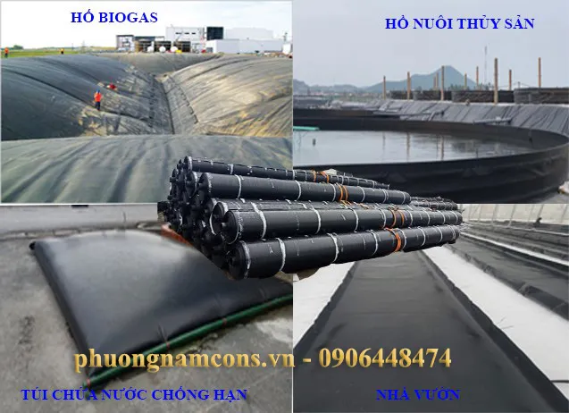 Hầm biogas làm từ màng chống thấm HDPE trong nông nghiệp giúp xử lý chất thải chăn nuôi và tạo năng lượng sạch, thân thiện với môi trường.