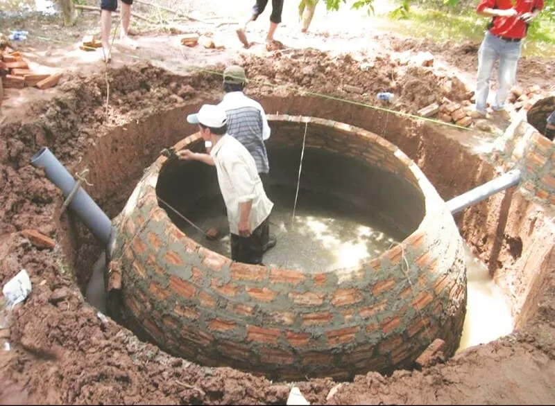 Hầm biogas truyền thống bằng gạch dễ xây dựng và chi phí thấp
