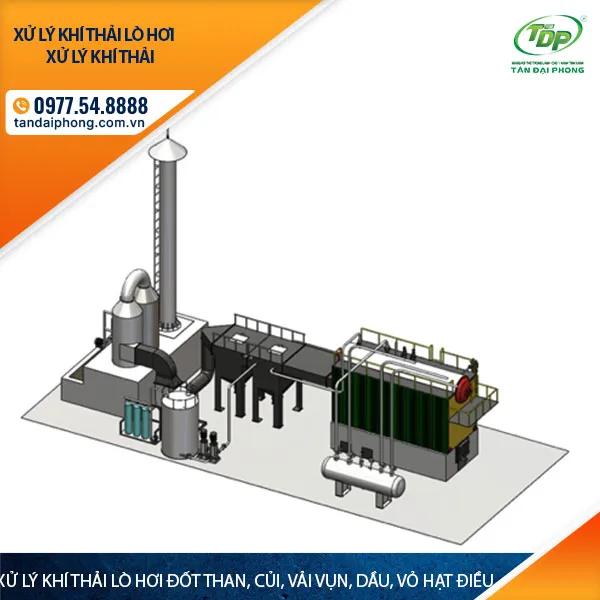 Hệ thống đường ống dẫn khí thải từ lò hơi đến bồn xử lý