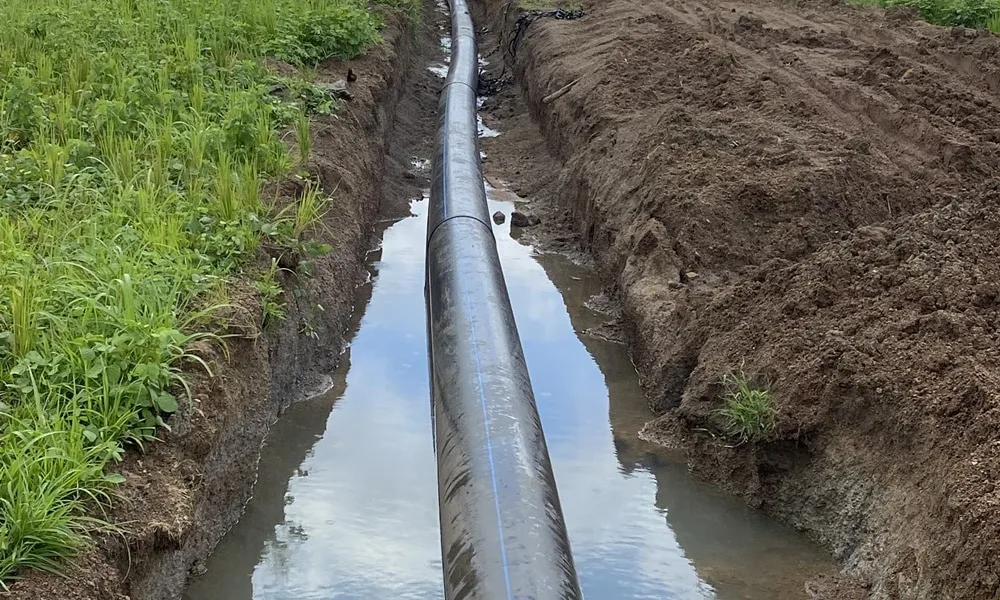 Hệ thống đường ống HDPE đã hàn nối hoàn chỉnh trong dự án xử lý chất thải
