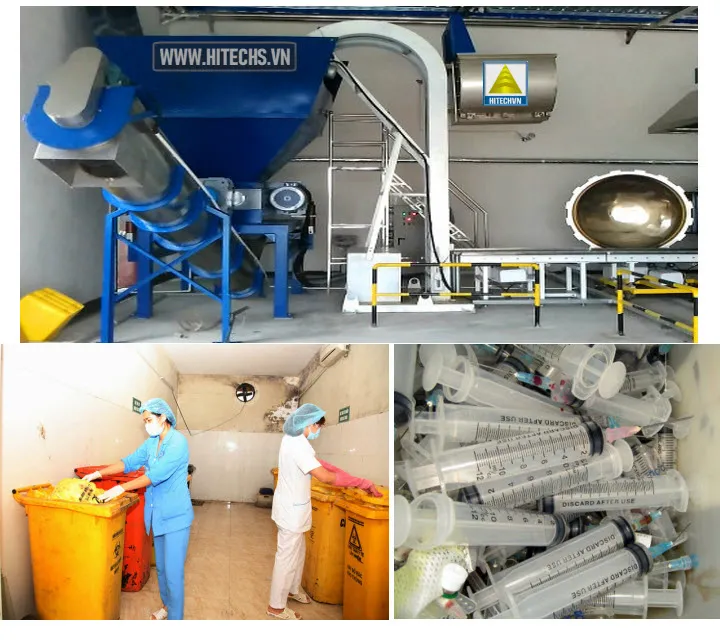 Hệ thống máy cắt rác thải y tế hiện đại, chuyên dụng để xử lý chất thải bệnh viện hiệu quả.