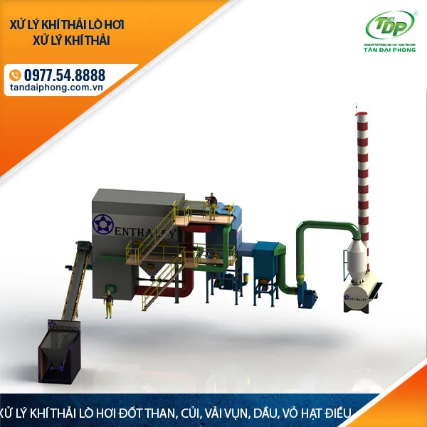 Hệ thống xử lý khí thải lò hơi với bồn hấp thụ