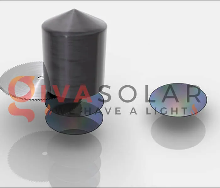 Hình ảnh các tấm bán dẫn silic (wafer) đã được cắt và chuẩn bị cho sản xuất solar cell