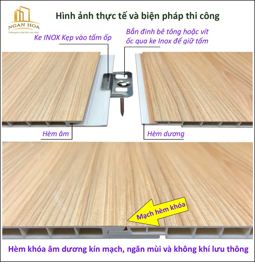Hình ảnh cấu tạo hèm khóa âm dương của tấm ốp Ngân Hoa