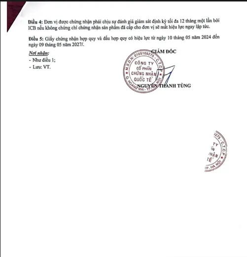 Hình ảnh chứng nhận chất lượng sơn chống thấm SIRA PU theo tiêu chuẩn ngành