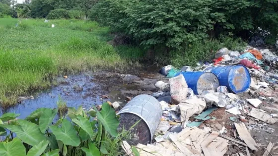 Hình ảnh rác thải công nghiệp và sinh hoạt bị vứt bừa bãi, gây ô nhiễm môi trường nghiêm trọng