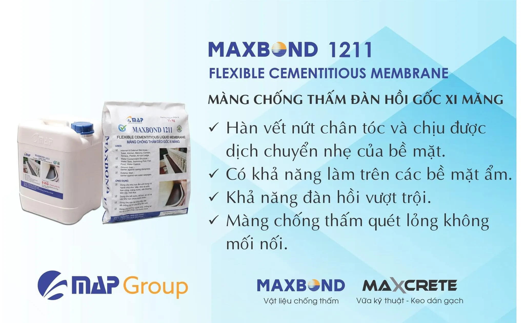 Hình ảnh sản phẩm Maxbond 1211 - vật liệu chống thấm gốc xi măng hai thành phần