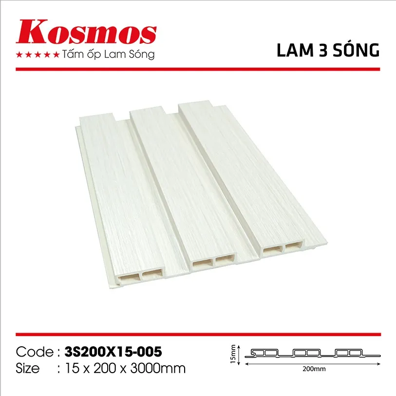 Hình ảnh tấm nhựa ốp tường PVC vân gỗ 3S200X15-005